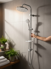 Beyaz Duş Seti Yuvarlak Tasarım Tepe Yağmurlamalı Yoğun Akış Duş Sistemi Beyaz