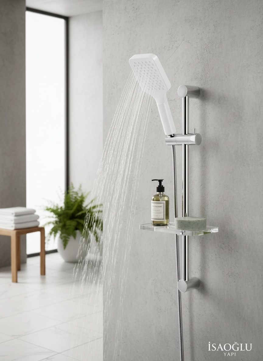 Beyaz Banyo Duş Sistemi Yoğun Akışlı Paslanmaz Çelik Beyaz Sürgülü Duş Seti