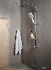 Beyaz Banyo Duş Sistemi Yoğun Akışlı Paslanmaz Çelik Beyaz Sürgülü Duş Seti