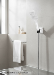 Beyaz Duş Başlığı Seti Yoğun Akış Tazziklemeli Beyaz Banyo Duş Seti Kare Tasarım