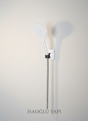 Beyaz Oval Duş Seti Tazziklemeli Yoğun Akışlı Beyaz Duş Başlığı Sistemi