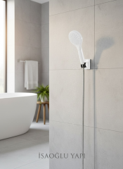 Beyaz Oval Duş Seti Tazziklemeli Yoğun Akışlı Beyaz Duş Başlığı Sistemi