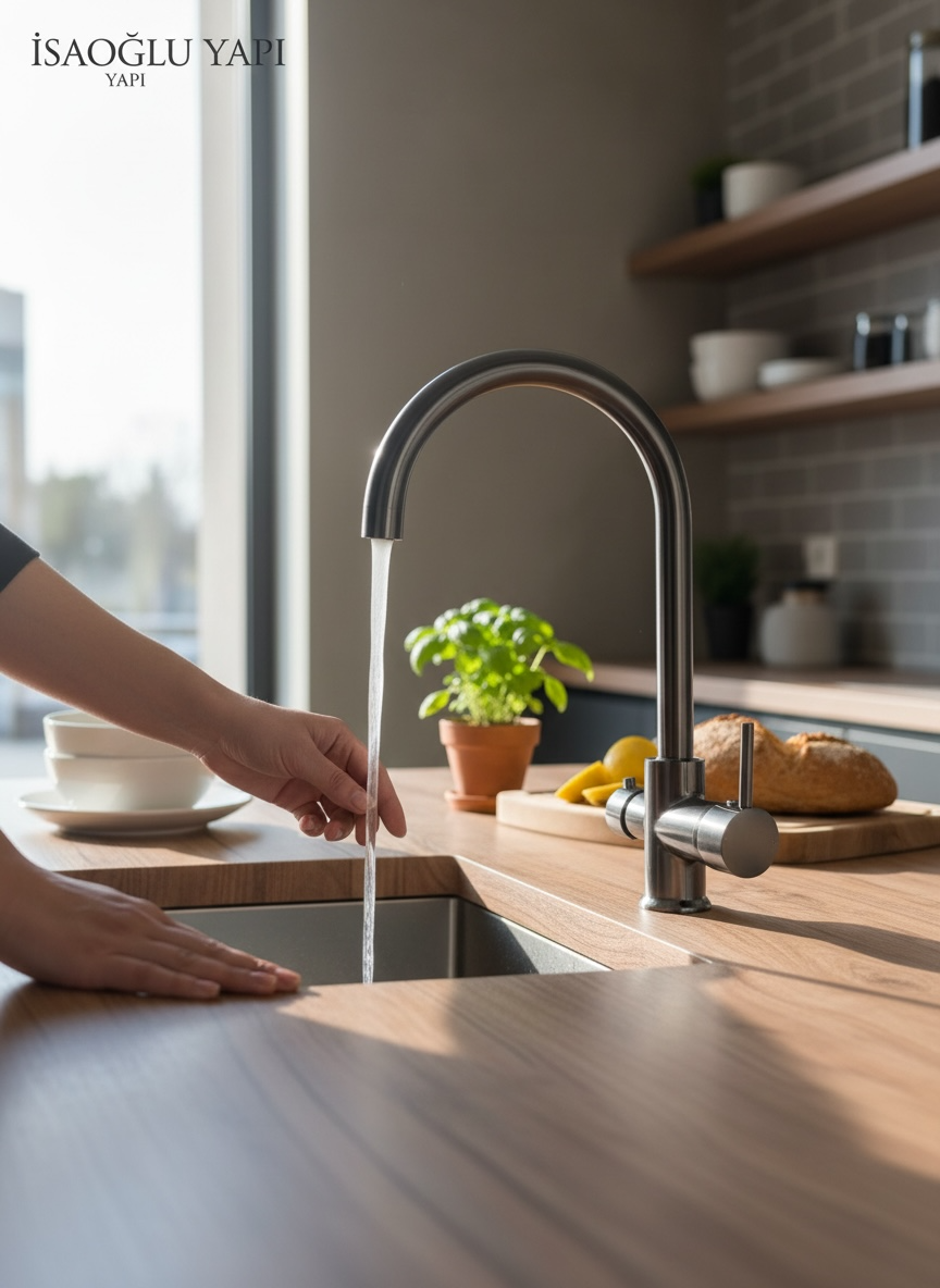 Antrasit Arıtmalı Mutfak Bataryası Arıtıcılara Uygun Antrasit Gri Modern Tasarım Evye Armatür