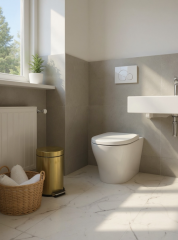 Mat Gold Çöp Kovası Fırçalanmış Altın Banyo Pedallı Çöp Kovası Modern Tasarım Paslanmaz Çelik