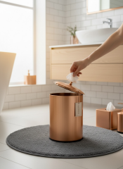 Mat Bakır Tuvalet Fırçası ve Retro Kova Seti Paslanmaz Çelik Vintage Banyo Kova Fırça Seti Mat Bronz