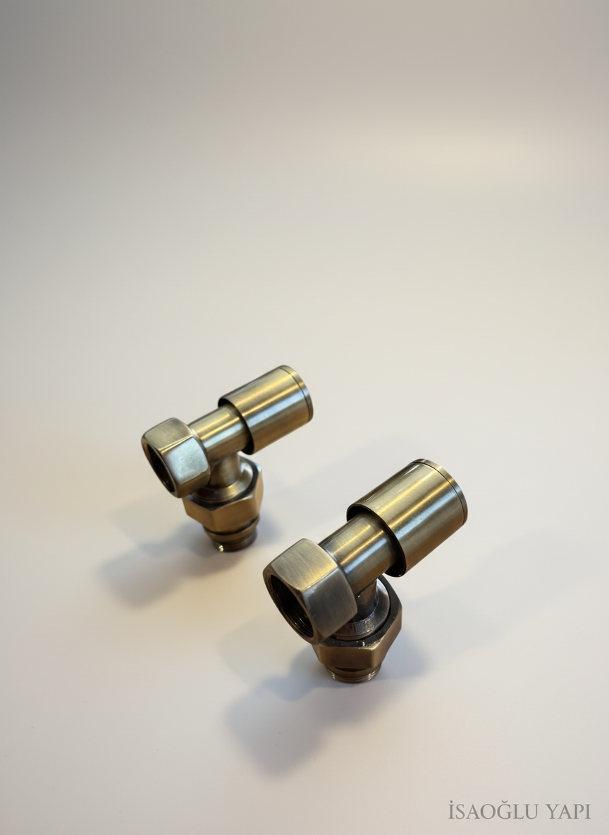 Antik Gold Havlupan Vanası 2 Adet Takım Eskitme Gold Radyatör Havlupan Vana Takımı