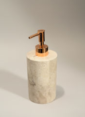 Bakır Traverten Sabunluk Banyo Seti Doğal Taş El Yapımı Sabunluk Diş Fırçalık Bronz Banyo Seti