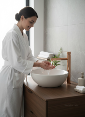 Bakır Çanak Lavabo Armatürü Bronz Yüksek Tip Slim Tasarım Banyo Çanak Lavabo Bataryası Bronz Renk