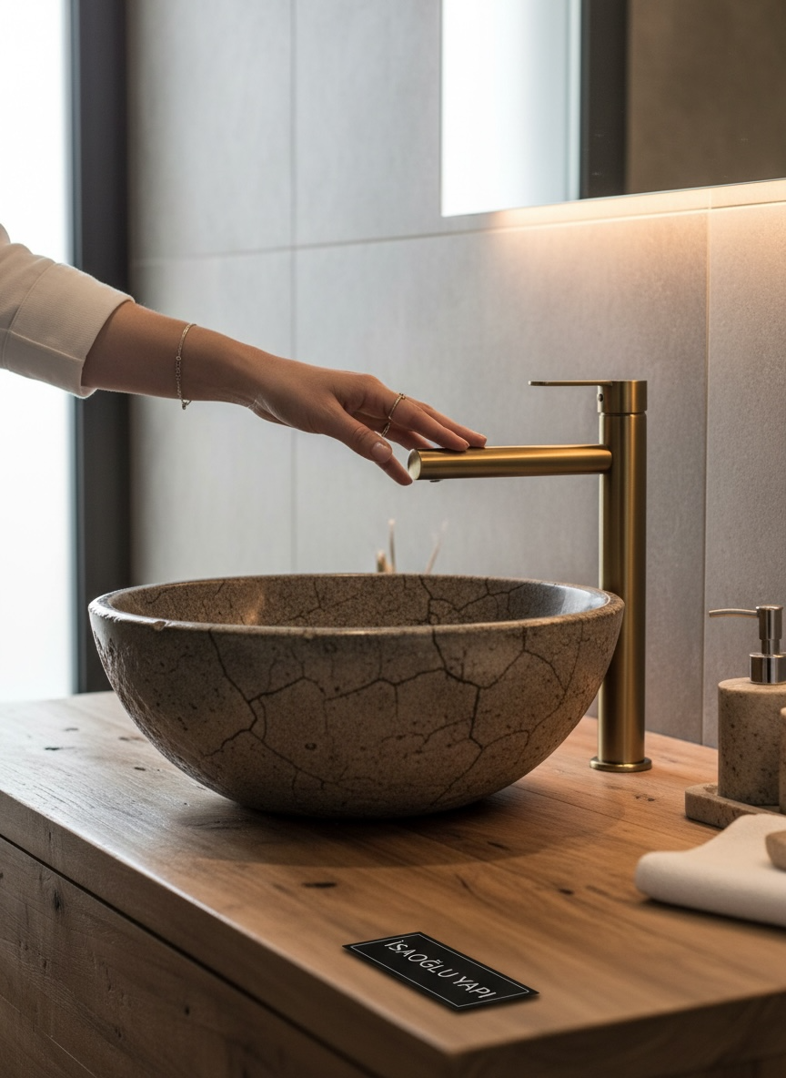 Antik Gold Çanak Lavabo Armatürü Slim Tasarım Eskitme Gold Koyu Çanak Lavabo Bataryası