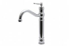 Çanak Lavabo Bataryası Retro Yüksek Model Çanak Lavabo Uyumlu Armatür Gümüş Renk