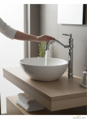 Çanak Lavabo Bataryası Retro Yüksek Model Çanak Lavabo Uyumlu Armatür Gümüş Renk