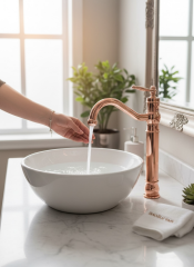 Bakır Çanak Lavabo Bataryası Retro Yüksek Model Çanak Lavabo Uyumlu Armatür