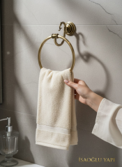 Antik Gold Banyo Havluluk Retro Vintage Tasarım Versace Gold Banyo Yuvarlak Havluluk