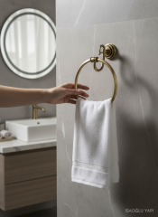 Antik Gold Banyo Havluluk Retro Vintage Tasarım Versace Gold Banyo Yuvarlak Havluluk