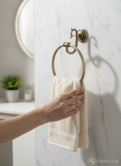 Antik Gold Banyo Havluluk Retro Vintage Tasarım Versace Gold Banyo Yuvarlak Havluluk