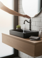 Antrasit Retro Lavabo Bataryası Paslanmaz Pirinç Materyal Vintage Antrasit Gri Armatür