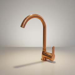 Mat Bakır Mutfak Bataryası Fırçalanmış Bronz Evye Armatür Pirinç Materyal