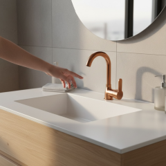 Mat Bakır Lavabo Bataryası Fırçalanmış Bronz Yüksek Model Banyo Lavabo Armatür Bakır Renk