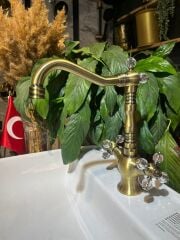 Mat Antik Gold Kristal Taşlı Armatür