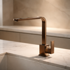 Eskitme Bakır Mutfak Bataryası Antik Bronz Kare Mutfak Armatür Pirinç Materyal Paslanmaz