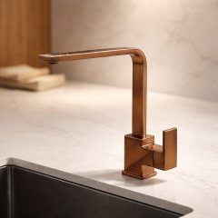 Eskitme Bakır Mutfak Bataryası Antik Bronz Kare Mutfak Armatür Pirinç Materyal Paslanmaz