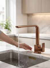 Eskitme Bakır Mutfak Bataryası Antik Bronz Kare Mutfak Armatür Pirinç Materyal Paslanmaz