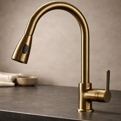 Antik Gold Spiralli Mutfak Bataryası Uzayan Sistem Tazzikleme Özellikli Pirinç Evye Armatür