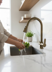 Antik Gold Arıtmalı Spiralli Mutfak Bataryası Eskitme Gold Tazzikleme Modlu Evye Armatür