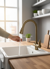 Antik Gold Arıtmalı Spiralli Mutfak Bataryası Eskitme Gold Tazzikleme Modlu Evye Armatür