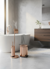 Bakır Klozet Fırçası ve Tuvalet Kağıtlığı Bronz Çöp Kovası Üçlü Banyo Seti Bakır Pedallı Kova