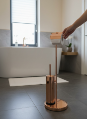 Bakır Tuvalet Fırçası Bakır Tuvalet Kağıtlığı Broz Banyo Ayaklı Banyo Seti Paslanmaz Çelik Materyal