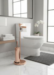 Bakır Tuvalet Fırçası Bakır Tuvalet Kağıtlığı Broz Banyo Ayaklı Banyo Seti Paslanmaz Çelik Materyal