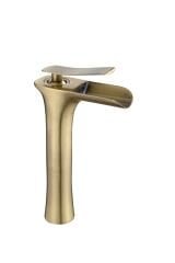 Antik Gold Şelale Çanak Bataryası Mat Gold Çanak Armatür Naturel Akışlı