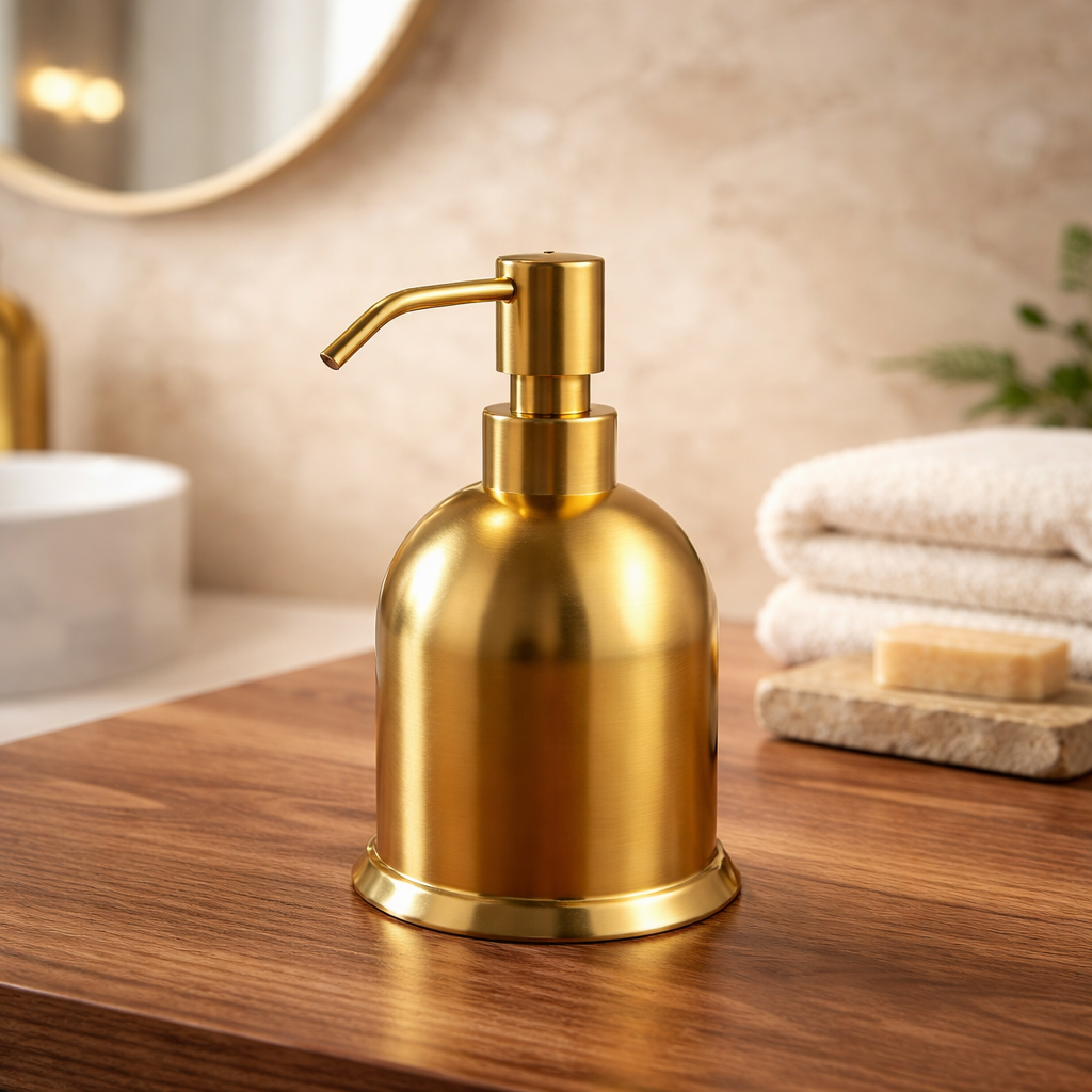 Mat Gold Sabunluk Paslanmaz Çelik Mat Altın Banyo Sıvı Sabunluk Fırçalanmış Gold