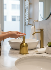 Mat Gold Sabunluk Paslanmaz Çelik Mat Altın Banyo Sıvı Sabunluk Fırçalanmış Gold