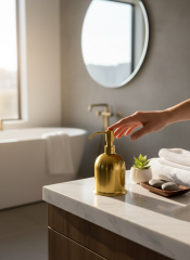 Mat Gold Sabunluk Paslanmaz Çelik Mat Altın Banyo Sıvı Sabunluk Fırçalanmış Gold