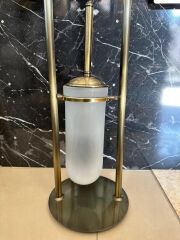 Antik Gold Tuvalet Kağıtlığı ve Fırçalık Seti Ayaklı Banyo Seti Antik Eskitme Pirinç