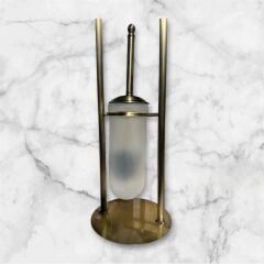 Antik Gold Tuvalet Kağıtlığı ve Fırçalık Seti Ayaklı Banyo Seti Antik Eskitme Pirinç
