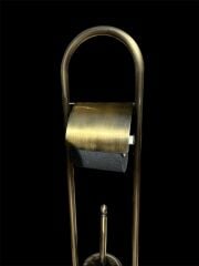 Antik Gold Tuvalet Kağıtlığı ve Fırçalık Seti Ayaklı Banyo Seti Antik Eskitme Pirinç