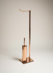 Bakır Ayaklı Banyo Seti Tuvalet Fırçası Tuvalet Kağıtlığı Kare Modern Bronz Banyo Seti