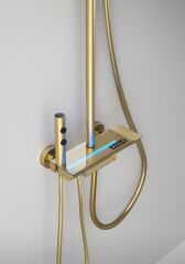 Mat Gold Tepe Yağmurlama Sistemi Dijital Armatür Dahil Mat Altın Duş Seti