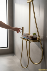 Mat Gold Tepe Yağmurlama Sistemi Dijital Armatür Dahil Mat Altın Duş Seti