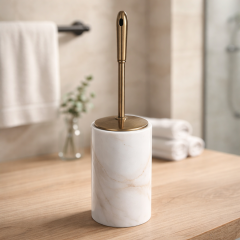Antik Gold Tuvalet Fırçası Özel Beyaz Mermer Banyo Klozet Fırçası Eskitme Gold Renk