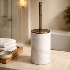 Antik Gold Tuvalet Fırçası Özel Beyaz Mermer Banyo Klozet Fırçası Eskitme Gold Renk