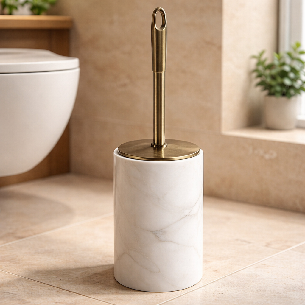 Antik Gold Tuvalet Fırçası Özel Beyaz Mermer Banyo Klozet Fırçası Eskitme Gold Renk