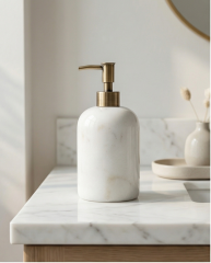 Antik Gold Sıvı Sabunluk Özel Beyaz Mermer Eskitme Gold Sabunluk