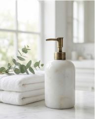 Antik Gold Sıvı Sabunluk Özel Beyaz Mermer Eskitme Gold Sabunluk