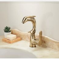 Antik Gold Lavabo Bataryası Yunus Balığı Tasarım Özel Vintage Armatür