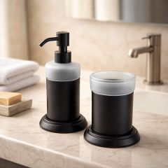 Siyah Sabunluk ve Diş Fırçalık Retro Vintage Tasarım Banyo Sıvı Sabunluk ve Fırçalık Pirinç Malzeme