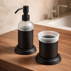 Siyah Sabunluk ve Diş Fırçalık Retro Vintage Tasarım Banyo Sıvı Sabunluk ve Fırçalık Pirinç Malzeme